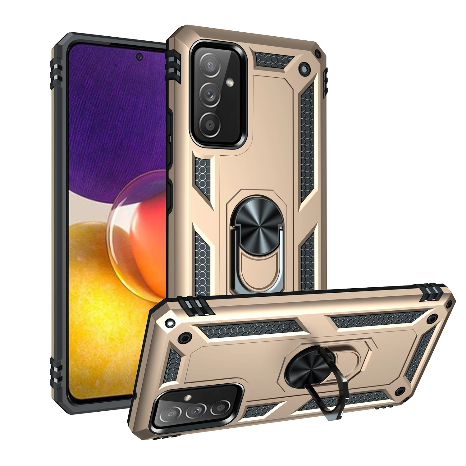 

Luxury Shockproof Fashion Phone Case For Samsung Galaxy A82 5G A22 4G Armor With Ring Bracket Car Magnetic Protect Back Cover