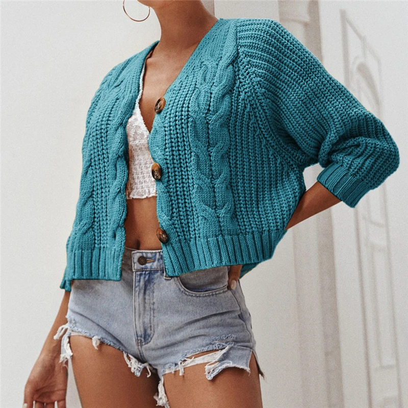 Женский Укороченный кардиган красный вязаный свитер в уличном стиле свободный