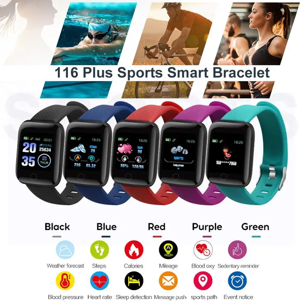 Умный Фитнес-браслет 116 Plus умный Bluetooth-браслет для бега шагомер пульсометр | Спорт