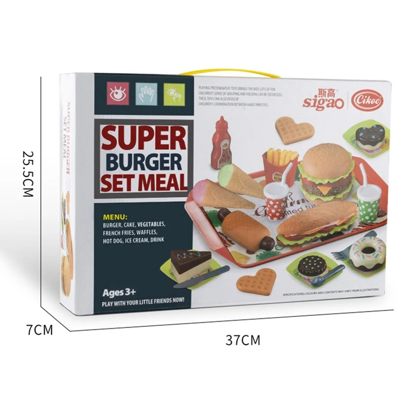 

New Mini Hamburg French Fries Food Toy For Children Plastic Fast Food Play Set Pretend Gift For Kids