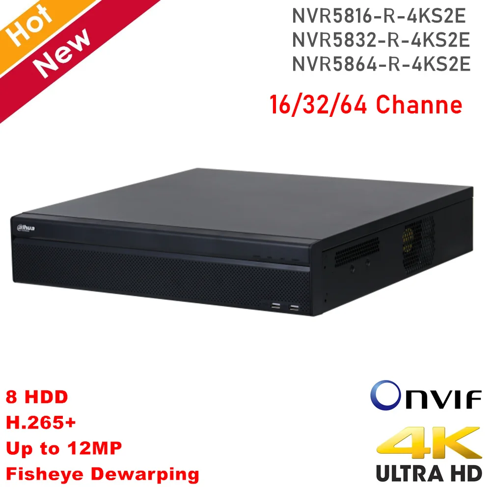 Dahua 4K 8 Hdd H.265 + 16ch 32ch 64ch NVR рекордер NVR5816 R 4KS2E NVR5832 до 12MP ANPR Onvif NVR|Видеорегистратор для