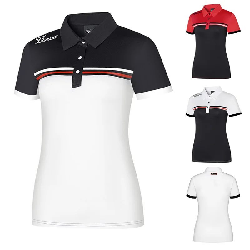 Golf Wear Women's Top Summer Slim Top Breathable Sweat Wicking Golf Shirt Polo Shirt