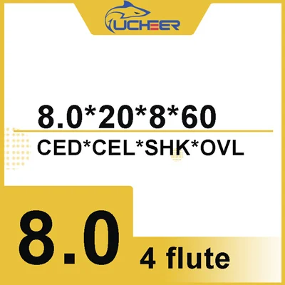 8d-8D-20l-60L UCHEER инструменты с ЧПУ HRC50 4 флейты 8 мм 10 мм 12 мм карбидные фрезерные вольфрамовые стальные фрезы Концевая фреза - Длина режущей кромки: 8d-8D-20l-60L