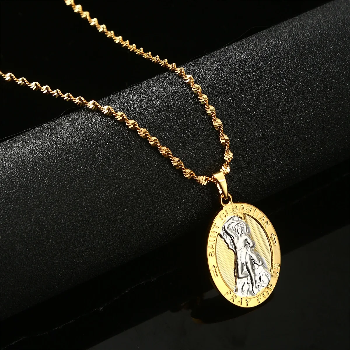 

Pray For Us Necklaces For Women Saint Sebastian Pendant Religious Jewelry