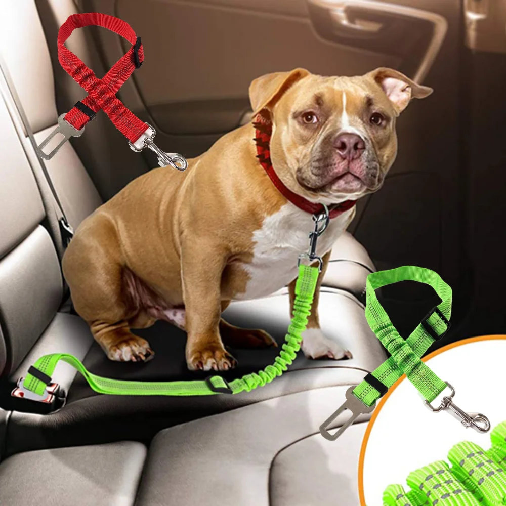 

Belt Car Dog Leash Pet Safety Adjustable Seat Supplies Travel Vehicle Elastic Upgraded Rope Seatbelt Lead Accessories Clip