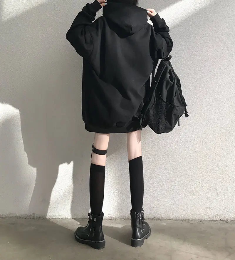 

Spring 2021 new plush Korean versatile medium and long hooded sweater