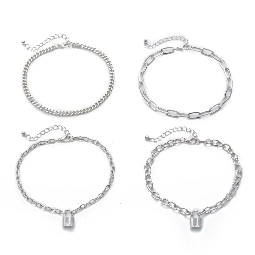 Boho Летний Пляжный Золотой Серебряный цвет цепочка с замком многоуровневый