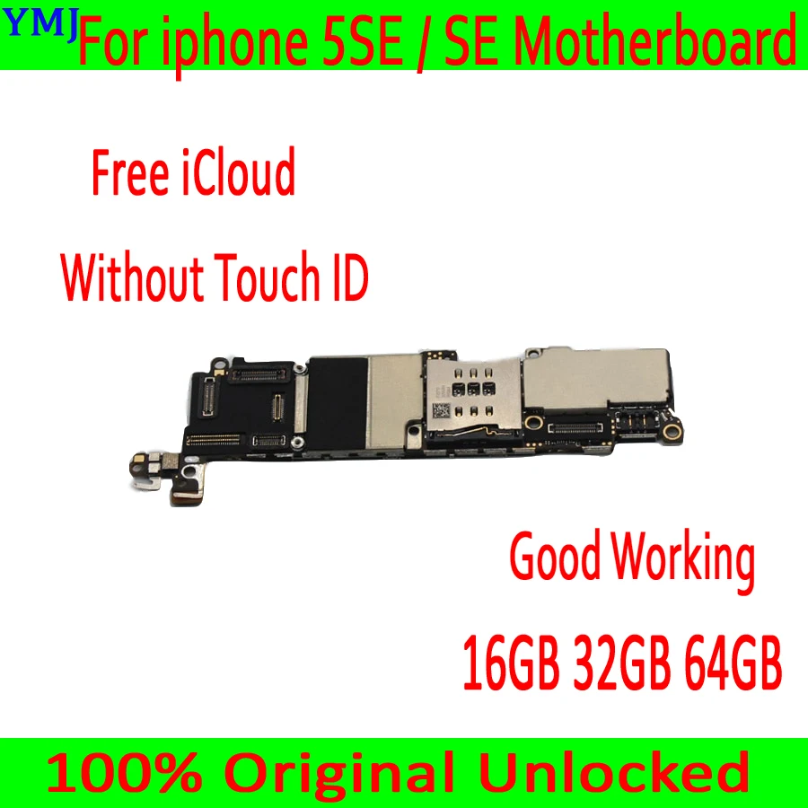 

No icloud For iPhone 5SE SE Motherboard 16GB 32GB 64GB,100% Original Unlocked Full chips Good Tested logic board Replace plate