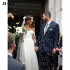 Пляжное свадебное платье в стиле бохо с открытыми плечами, шифоновое свадебное платье до пола с плиссировкой и коротким рукавом, свадебные платья
