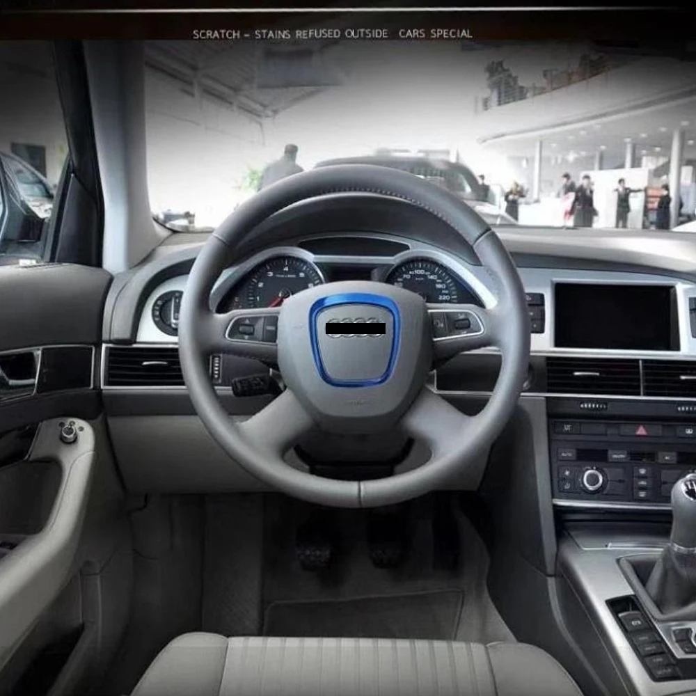 Car Styling steering wheel center logo Covers Stickers Trim for Audi A4 B6 B7 B8 A6 C6 A5 Q7 Q5 A3 8P S3 8v Interior Accessories |