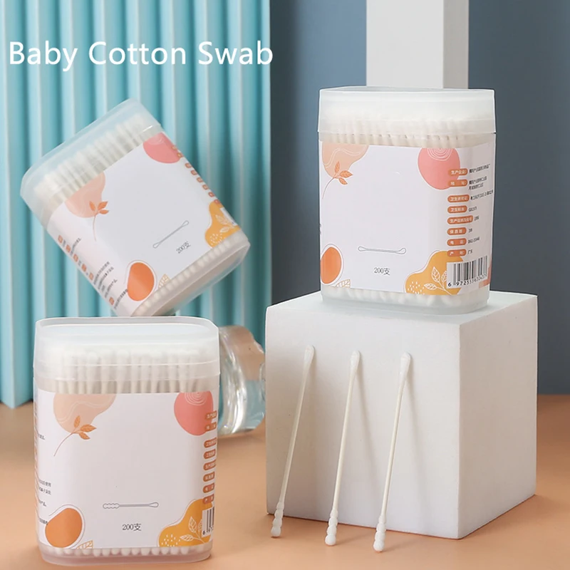 

200PCS Organic Baby Cotton Swabs Paper Sticks Cotton Buds for Baby Ear Nose Clean Ultra Safe Hypo-allergenic Biodegradable