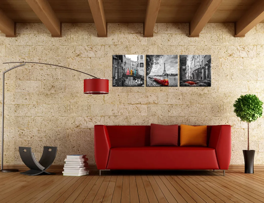 

3 Panels Canvas Wall Art Painting Europe Street Landscape Print Home Decor Poster Modern Living Room Decoration Pictures