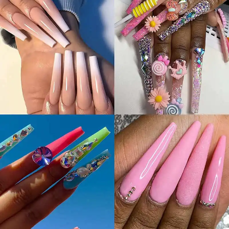 

Fake Nails Press On Nails Half Cover False Nail Tip Extra Long Clear Fake Artificial Nail Tips for Home DIY Salon Nail