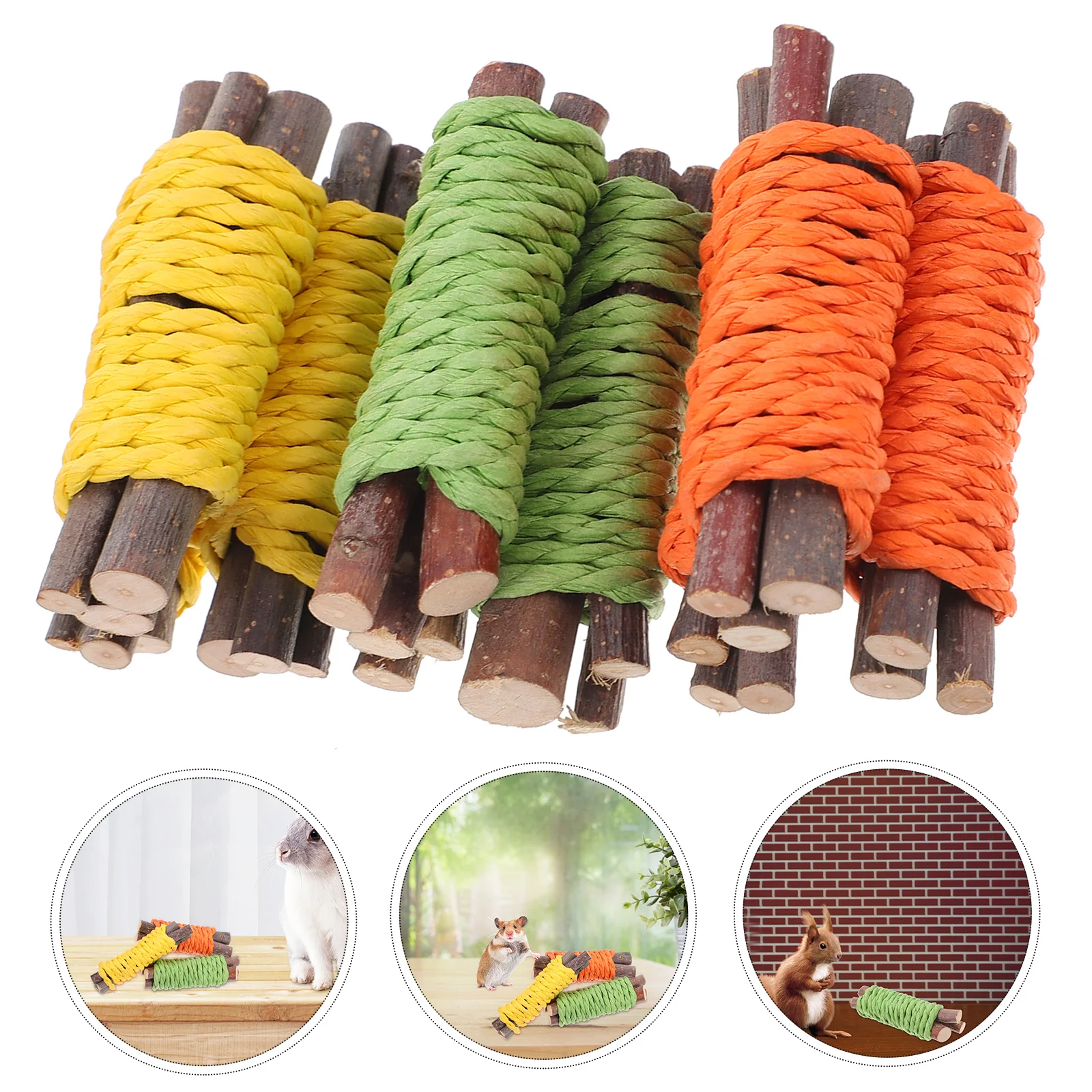 

3 Sets Rabbit Chew Toys Hamster Teeth Grinding Rods Pet Cage Accessories