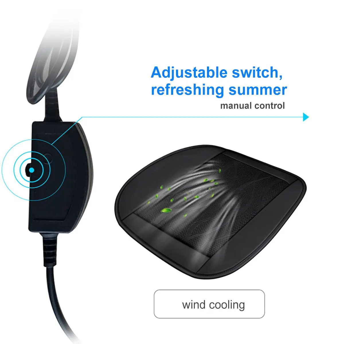 

2PCS 3 Adjustable 4 Built-in Cooling Fan Summer Cushion Blowing Cool Ventilation Cushion Seat Car Cooling Seat