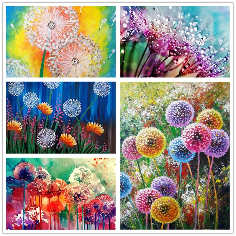 Полная дрель 5D алмазная живопись вышивка красочные Одуванчики Алмазная