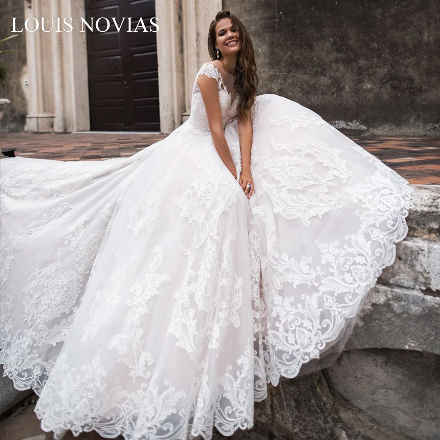 Louis Novias wWedding Dress Romantic A-line Embroidery Lace Decal Shoulder Princess Bridal Dress Vestido De Noiva