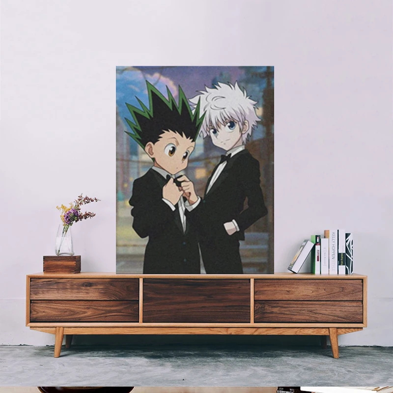 Художественный плакат на холсте с аниме Hunter x в рамке|Декоративные полки| |