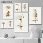 Настенная Картина на холсте с изображением листьев и цветов