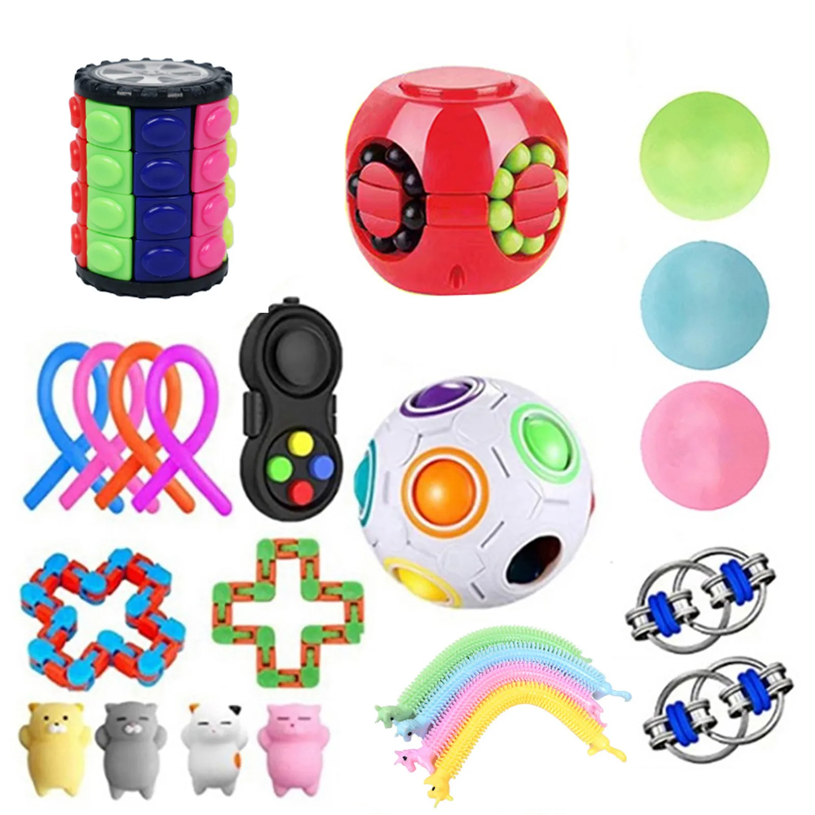 

Diverse Fidget Toys Pack Gifts Popit Sensory Stress Relief Sets Stretchy Strings Slow Rebound Cartoon Toys Kids Adult Gifts A