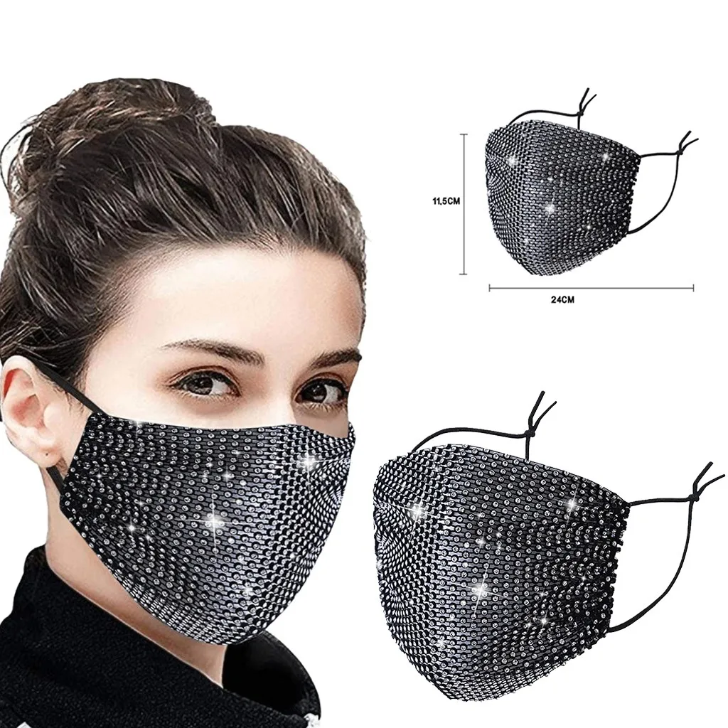 Christmas Navidad Diamonds Reusable Face Nose Mouth Cover Adjustable Anti-dust Mask Masque Halloween Cosplay Маска | Тематическая