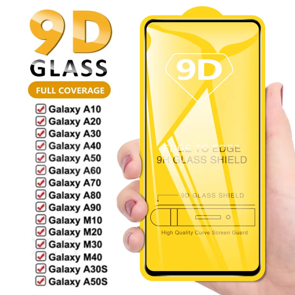 

Закаленное стекло 9D с полным покрытием для Samsung Galaxy M10 M20 M30 A10 A20 A30 A40 A60 A70 S A80 A90 A50 S, защитная пленка для экрана, 100 шт./партия