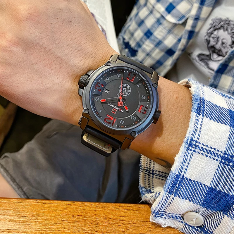Naviforce Для мужчин модные Кварцевые наручные часы Водонепроницаемый Спортивные