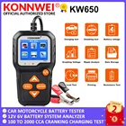 KONNWEI KW650 автомобильный мотоцикл батарея тест er 12V 6V система батареи анализатор 2000CCA зарядка тест на проворот коленвала инструменты для тестирования автомобиля