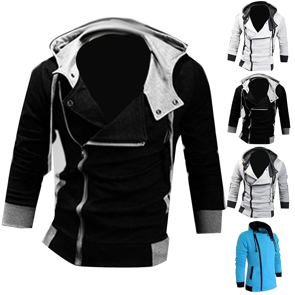 

NEW 2022 Mens Plus Size Sweatshirt Jackets Autumn Casual Fleece Coats Solid Color Mens Sportswear Stand Collar Sliming Jackets