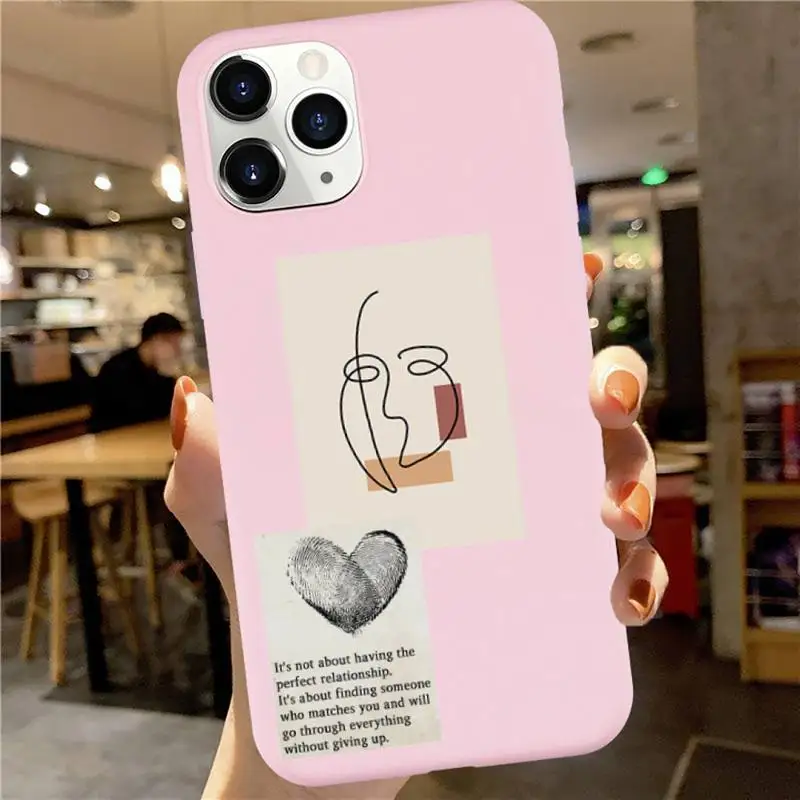 

Artistic Face Letter Anti-fall luxury Phone Case cover Candy Color for iPhone 6 7 8 11 12 s mini pro X XS XR MAX Plus