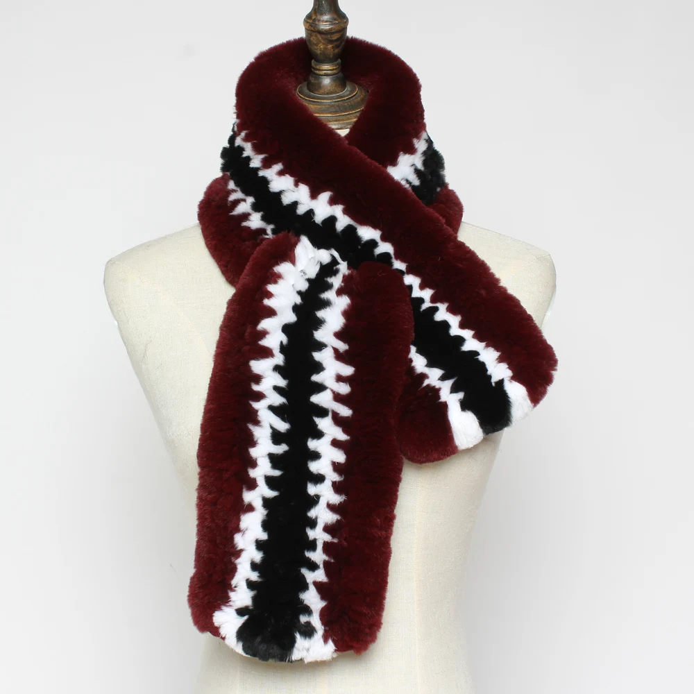 Зимние женские мягкие шарфы из натурального меха кролика Рекс 100% брендовые