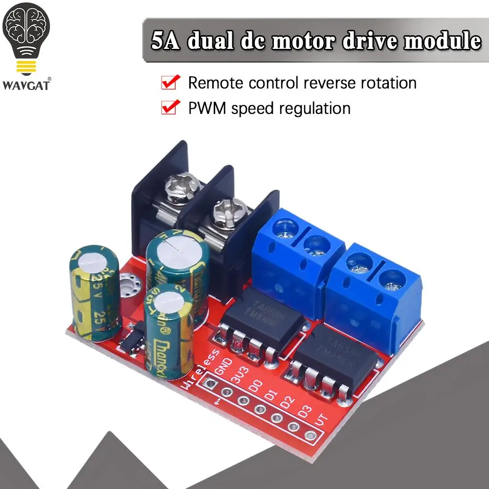 

H Bridge Remote Control 5A 3V-14V Dual DC Motor Drive Module Voltage Reverse PWM Speed Regulation Double Super L298N 5AD