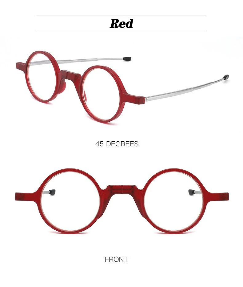 Kann Blume Flodable Lesebrille HD Linsen Runde Rahmen Gläser Männlichen Anti Blaues Licht Gläser Runden Brille Weiblich Leser + 3,5 – Detail 5