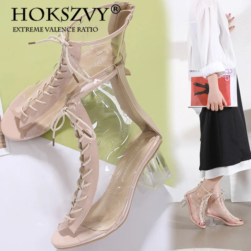 

HOKSZVY/женские босоножки для женщин и женщин; Сезон лето; Коллекция 2021 года; Прозрачные Босоножки с открытым носком на высоком каблуке; Ботинки...