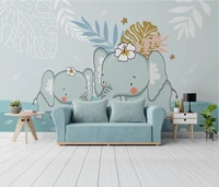 beibehang custom nordic cartoon fantasy white clouds stars baby elephant wallpaper for boys room background 3d mural wall paper