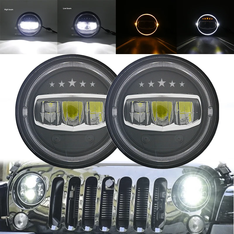 2 шт. 7 дюймовые круглые Галогенные Светодиодные фары для Jeep Wrangler Unlimited JK дюймов