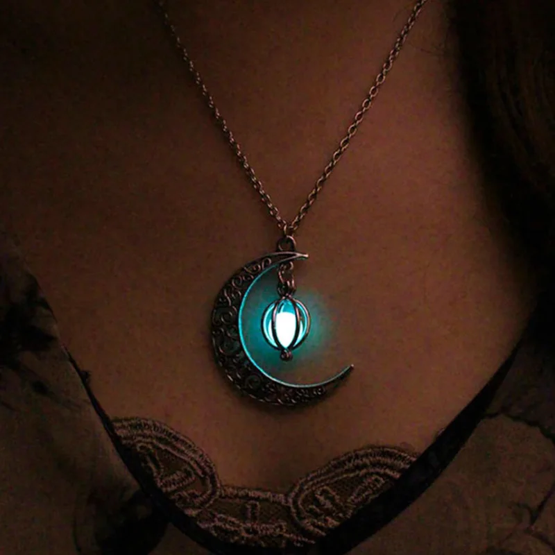 Женское колье с серебряным покрытием New Moon светящееся ожерелье полым светящимся