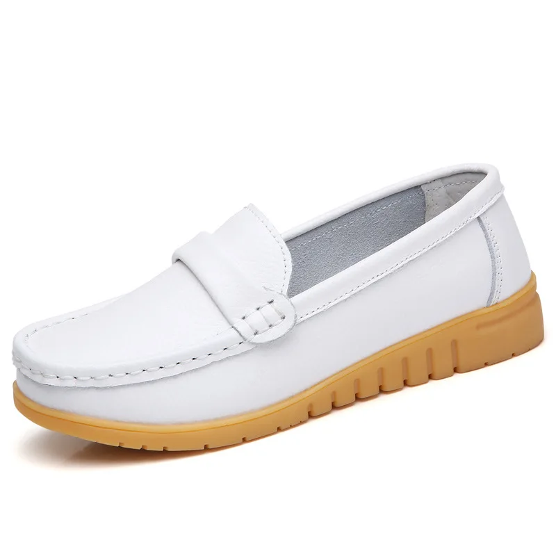 

Women Genuine Leather shoes middle-aged mother shoes Female Slip on casual flat shoes soft new work shoes Plus Size 43