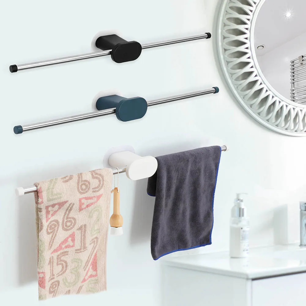 

Punch-Free Stainless Steel Towel Bar Towel Rack Wall Hanging Holder Kitchen Towel Rag Rack Storage Shelf Bathroom Accessories