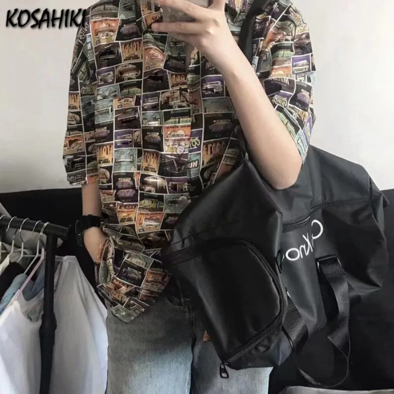 

KOSAHIKI 2021 Summer Vintage Blouses Women Printing Shirts Harajuku Tops Short Sleeve Casual Streetwear Blusas Mujer