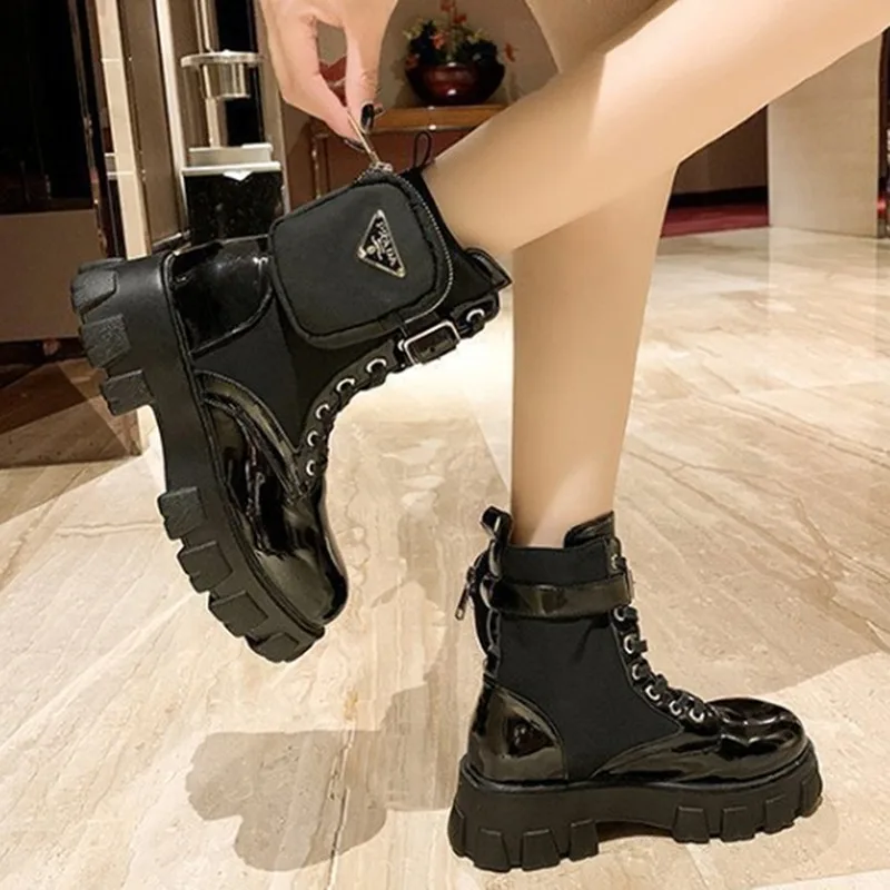 

Высококачественные женские кожаные ботинки, базовые мотоциклетные ботинки, черная обувь в стиле панк-рок, женские модные ботинки