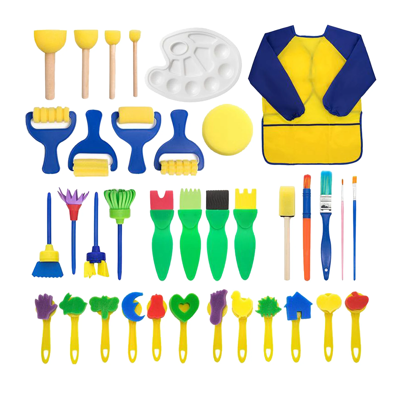 36pcs Sponge Paint Roller Brush Kids Drawing Toys Kindergarten Art Crafts Brushes Painting Tool | Игрушки и хобби