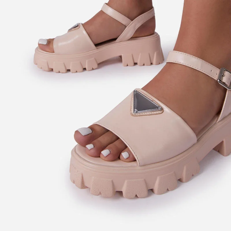

Women Mid Heels Sandals 2021 Autumn New Dress Fashion Back Strap Chunky Pumps Platform Open-toed Slippers Cozy Walking Slides
