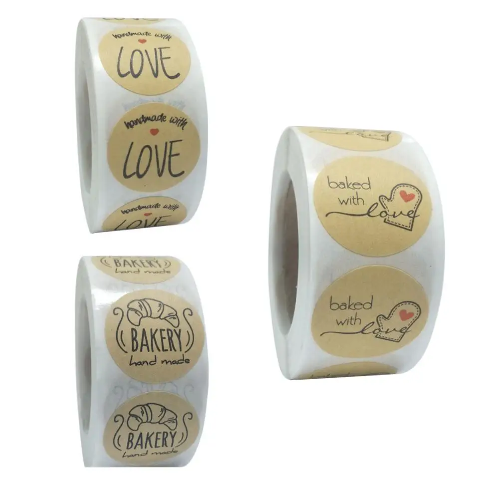 

Qiduo 500pcs thank you for supporting my business Kraft Stickers with round labels sticker for small shop handmade stickers