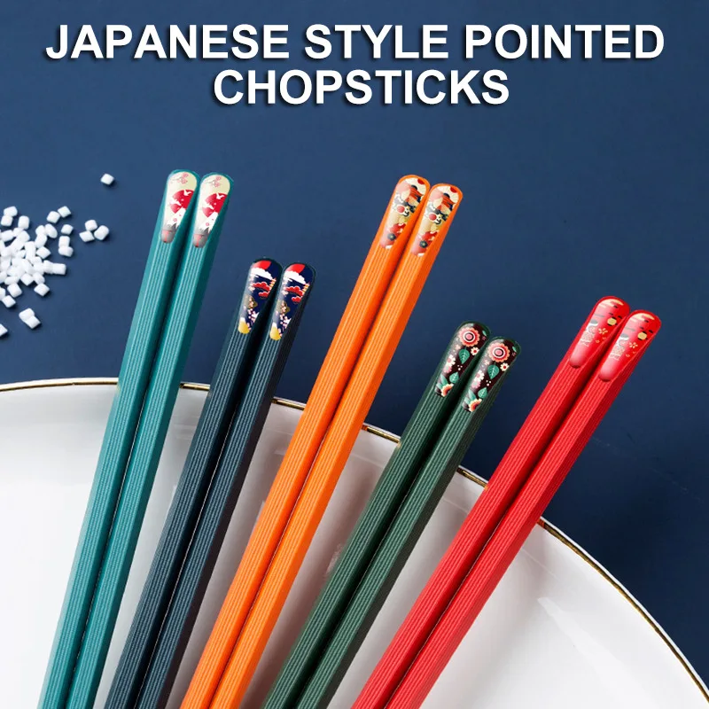 

5 Pairs Japanese Chopsticks 5 Colors Sushi Fast Food Noodles Chop Sticks Korean Tableware Kitchen Bar Supplies Chinese Cutlery