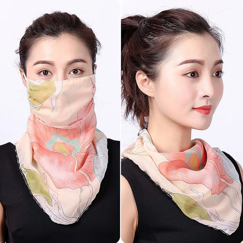 Многоразовый шарф для лица женские солнцезащитные шарфы рта шеи шелковые