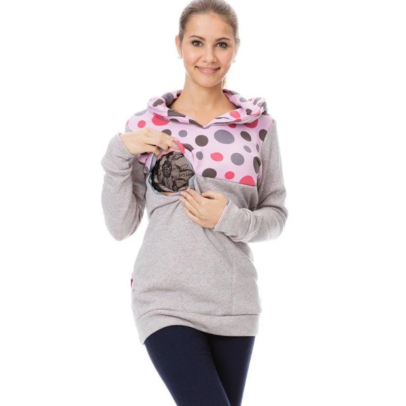 

Femme Enceinte Winter Hoodie Lactation Dress Pregnant Woman Increase Down Long Sleeve Suit-dress Maternity Embarazada