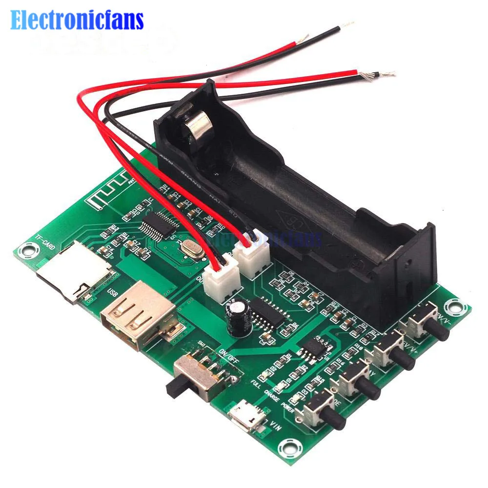 Цифровая плата усилителя мощности Bluetooth перезаряжаемая двухканальная 18650 с