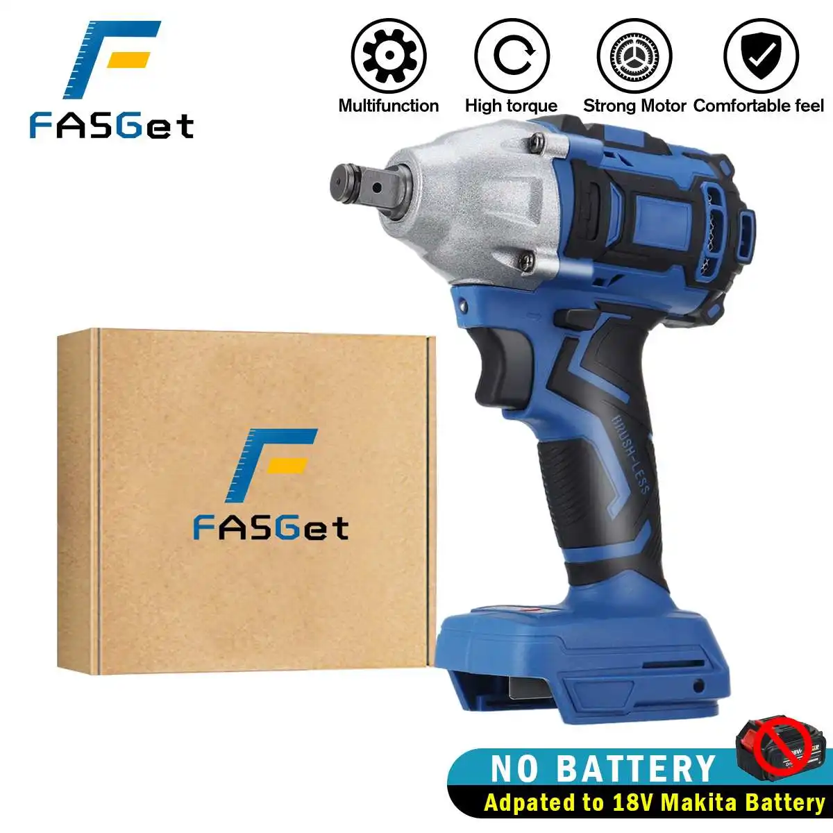 18V Brushless Electric Wrench Cordless Impact Wrench 1/2 520Nm Rechargeable Power Tools Wrench Socket Set For Makita Battery