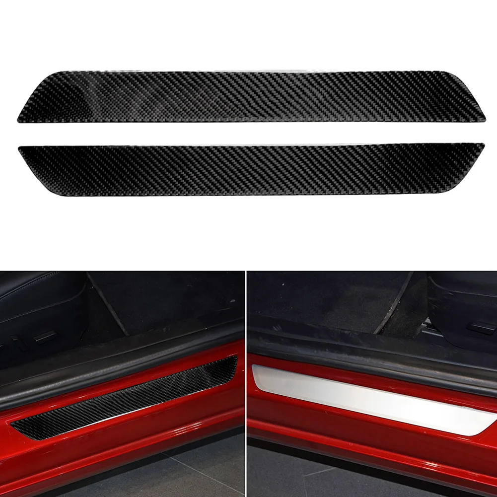 

2pcs Carbon Fiber Rear Door Sill Anti Scratch Protector Car-Styling Stickers Front Door Sill Anti Scratch Decals